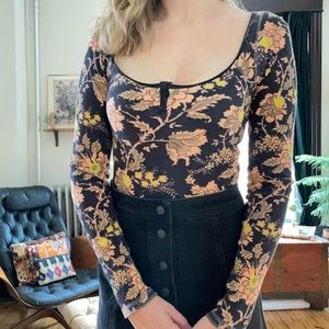 Floral free people thermal henley M and xs